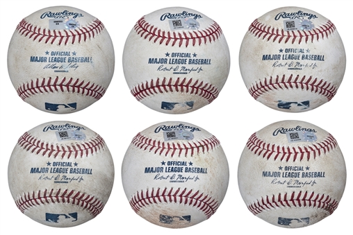 Lot of (6) Philadelphia Phillies Game Used OML Baseballs (MLB Authenticated)